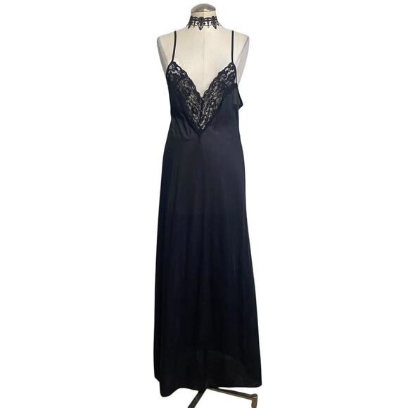 Gorgeous Vintage 1980s Chiffon Night Gown Slip & Robe Set Sheer Lace Gothic - Picture 16 of 16